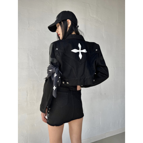 Denim Jacket Spring and Autumn Styles for Women Hot Girl Fashion High Street Black All-match Short Jacket