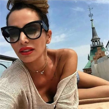 Fashion Brand Designer Cat Eye Women Sunglasses Female Gradient Points