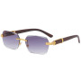Luxury Rimless Square Sunglasses Man Brand Designer Frameless Gradient Sun Glasses Woman Fashion Vintage Wooden