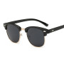 Semi-Rimless Vintage Sunglasses Men Classic Polarized Square Fashion Retro Mirror