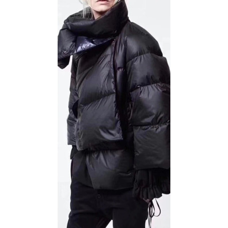 Black short women's plus size down jacket