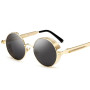 Fashion Round Steampunk Sunglasses Brand Design Women Men Vintage UV400 Shades