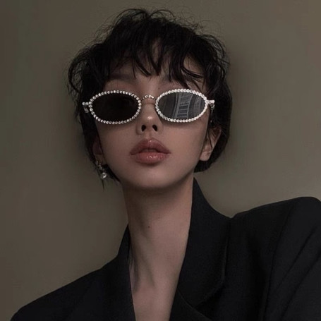 Vintage Full Crystal Anti-blue Light Eyeglasses for Women New Alloy Small Oval Rhinestone Shiny Clear Glasses Frame Sunglasses