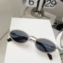 Vintage Full Crystal Anti-blue Light Eyeglasses for Women New Alloy Small Oval Rhinestone Shiny Clear Glasses Frame Sunglasses