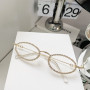Vintage Full Crystal Anti-blue Light Eyeglasses for Women New Alloy Small Oval Rhinestone Shiny Clear Glasses Frame Sunglasses