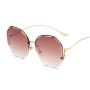 Unisex Luxury Round Gradient Sunglasses Metal Curved Temples Eyewear Ocean Rimless Fashions UV400