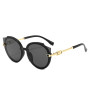 New Vintage Cat Eye Round Sunglasses Women's Korean Version Metal Rimless Gradient Sun Glasses Luxury Shades UV400