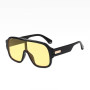 Vintage Large Frame Goggles Black Yellow Shades One Piece Oversized Sunglasses For Women Men Square Sun Glasses
