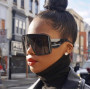 New Ladies Oversized Square Sunglasses Black Shield Sun Glasses Big Frame Oculus Unisex Eyewear