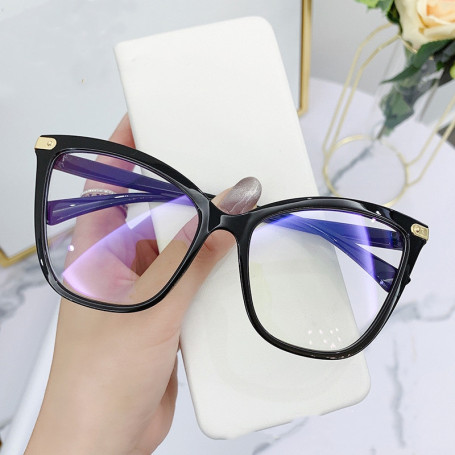 Oversize Cat Eye Eyeglasses for Women Anti-Blue Light Glasses for Men Optical Computer Eye Wear Frame Fashion Spectacle
