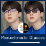 Photochromic Glasses Anti Blue Glasses Eye Protection Computer Glasses Women Gradient Frame Glasses for Men Eyeglasses