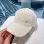 M Letter Rabbit Fur Blended Cap Ins Tide Brand Female All-match Plush Hat Suitable For Face Big Baseball Caps