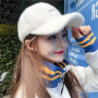 Lamb Wool Cap Letter Embroidery Lady Girls Outdoor Plush Caps