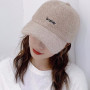 Lamb Wool Cap Letter Embroidery Lady Girls Outdoor Plush Caps