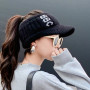 Beanies Women's Knitted Wool Hat Running Sports Plus Velvet Earmuffs Fashion Empty Top Hat