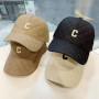 Cotton Plaid Embroidery C-Letter Casual Simple Hats for Women Snapback Hat Female Hip Hop Cap