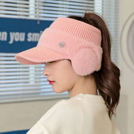 Empty Top Fashion Women's Knitted Fleece Hat Ladies With Earflaps Hats