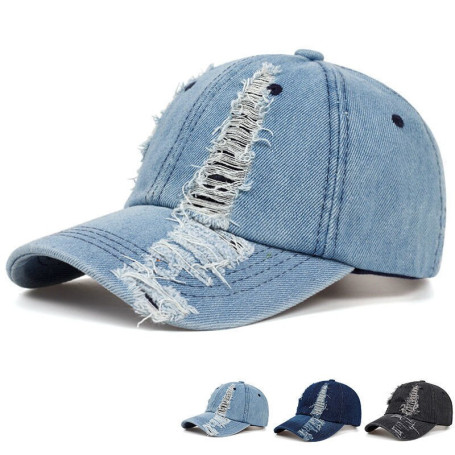 Fashion Worn Denim Cap Outdoor Leisure Visor Hat Trend Hole Baseball Caps Hip Hop Sport Hats