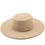 Women's Felt Hat Fedoras Big Brim Hats For Women British Style Vintage Church Hats Lady Flat Brim White jazz cap