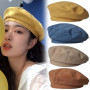 Cotton Women  Berets Hats Vintage French Plaid Top Military Cap Painter Street Girls Octagonal Beret Caps