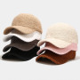 New Lamb Fur Caps Thicken Warm Solid Baseball Cap Outdoor Street Fashion Wild Peaked Hat