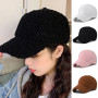 New Lamb Fur Caps Thicken Warm Solid Baseball Cap Outdoor Street Fashion Wild Peaked Hat