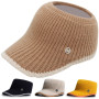 Knitted Wool Empty Top Cap Women Outdoor Warm Hollow Baseball Hat Ponytail Hats Blank Peaked Caps