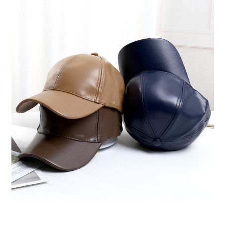 Faux leather cap Outdoor casual Trucker snapback Sport hat Adjustable