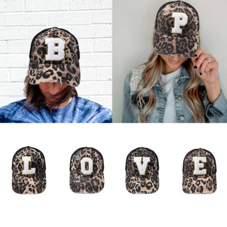 Fashion Leopard Embroidered Letters Snapback Breathable Mesh