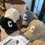 Fashion Corduroy Ladies Letter C Snapback Hat Women Adjustable Casual Caps