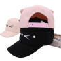 Fashion Brand Street Adjustable Lovely Embroidery Hat Cat Ears Snapback Cap Pearl Baseball Cap