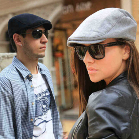 Unisex Retro Berets Hat Classic Plaid Stripe Cotton British Painters Hats Herringbone Flat Caps