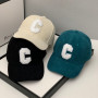 Corduroy C-letter Baseball Cap Autumn Winter Warm Adjustble Snapback Visors Men Women Outdoor Fashion Duck Tongue Hat Gorras