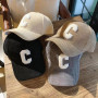 Corduroy C-letter Baseball Cap Autumn Winter Warm Adjustble Snapback Visors Men Women Outdoor Fashion Duck Tongue Hat Gorras