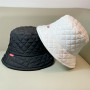 Men Women Warm Ultra Light Down Cotton Rhombus Grid Unisex Korean Version Vain Bucket Hat