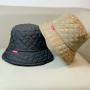 Men Women Warm Ultra Light Down Cotton Rhombus Grid Unisex Korean Version Vain Bucket Hat