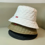 Men Women Warm Ultra Light Down Cotton Rhombus Grid Unisex Korean Version Vain Bucket Hat