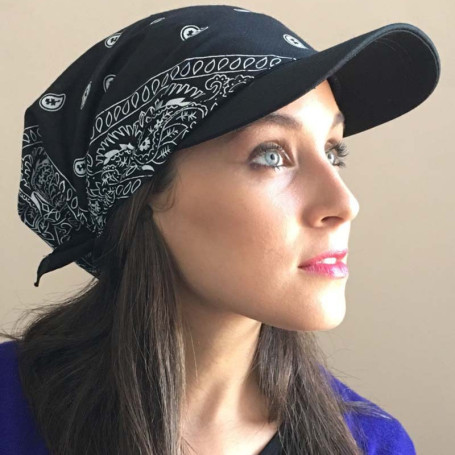 Fashion Square Scarf Cap Unisex Cotton Printed Hat Soft Headscarf Outdoor Adjustable Hip-Hop Bandana Sun Shade Hat