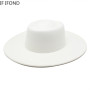 Classic British Style 9.5CM Big Wide Brim Fedora Hat For Women Fashion Autumn Winter Felt Church Hats Wedding Dress Jazz Cap