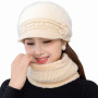 Beanie Hats for Women with Thick Fleece Lined Scarf Set Rabbit Fur Warm Knitted Hat Skull Cap Neck Warmer