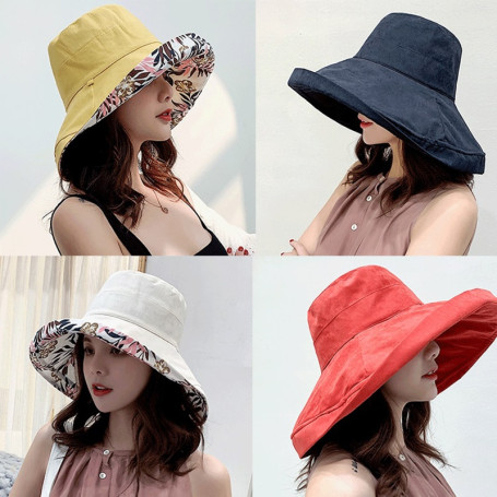 Women's Hat Bucket hat Panamanian Big Brim Hat Double-Sided Visor Sunhat