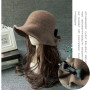 Vintage Wool Bucket Hats Ladies Bowler Hat Fashion Bows Basin Hat Fisherman Hat Woman Winter Black Coffee Dark Camel Hat