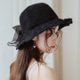 Bow Sun Hat Wide Brim Summer Hats for Women Beach Straw Bucket Hat Femme Shade Hat