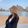 Plush Bucket Hats For Women Outdoor Thick Warm Panama Cap Solid Leopard Soft Faux Fur