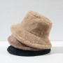 Plush Bucket Hats For Women Outdoor Thick Warm Panama Cap Solid Leopard Soft Faux Fur