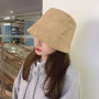 Bucket Hat Women Fashion Flat Top Panama Cap Solid Color Irregular Brim