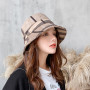 Bucket Hats Female Bob Pot Caps For Women Snowflake Cotton Plaid Pattern Design