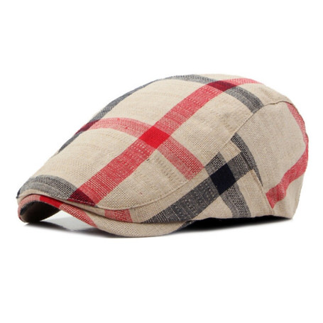 Newsboy Cap Unisex Beret British Style Cotton Stripe Print Stylish Hat Visor Breathable 55-59cm Fashion BT0065
