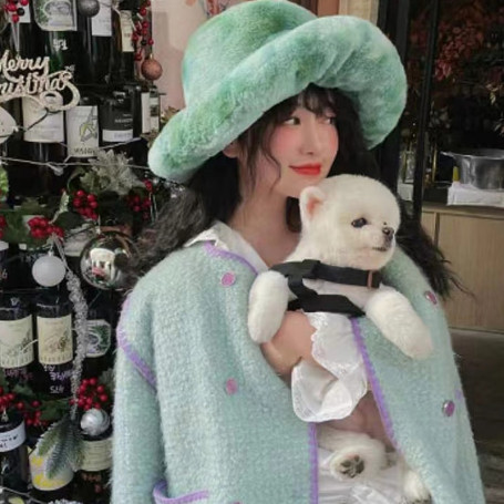 Large Version Plush Mushroom Cloud Hat Women Warm Large Eaves Faux Rabbit Hair Cap