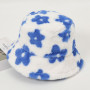 Women's Flower Rabbit Fur Hat Bucket Cap Fisherman's Hat Retro Knitted Wool Basin Bucket Hat